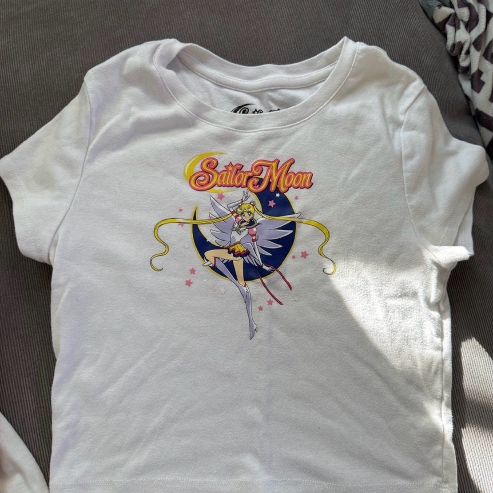 Girls' Sailor Moon Anime White Graphic Tee